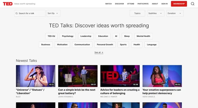 digital UX design example from TED